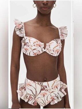 NWT PatBo Botanic Retro Flutter Bikini Top + Bottom set